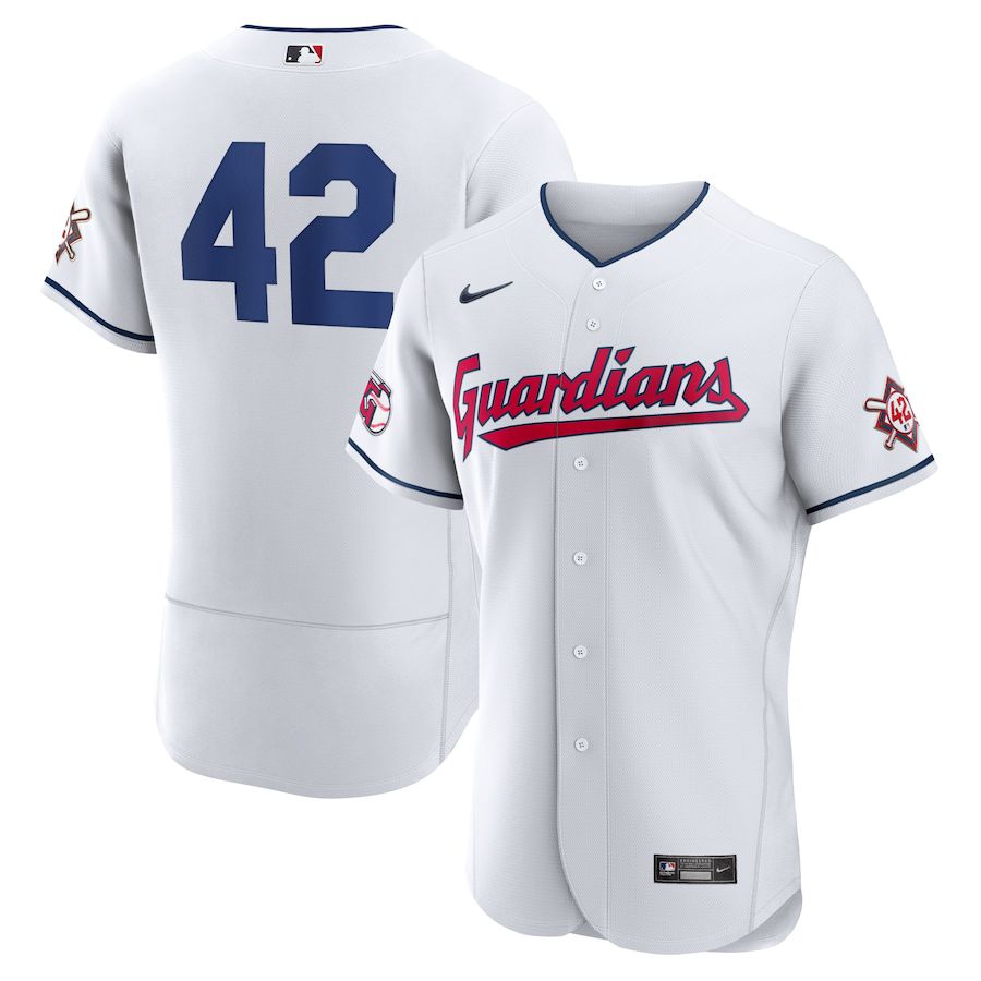 Men Cleveland Guardians #42 Jackie Robinson Nike White Authentic Player MLB Jersey